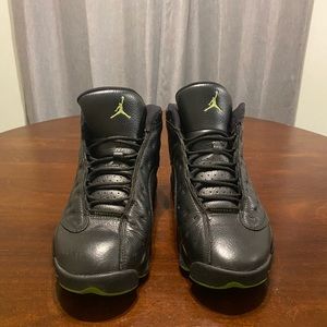 Jordan retro 13- black with green details.